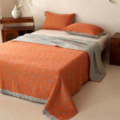 Country Style Floral Cotton Double Gauze Bedspread