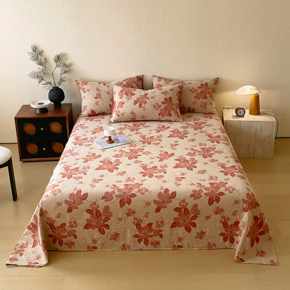 Floral Leaf Cotton Double Gauze Bedspread