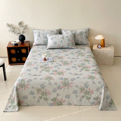 Floral Leaf Cotton Double Gauze Bedspread