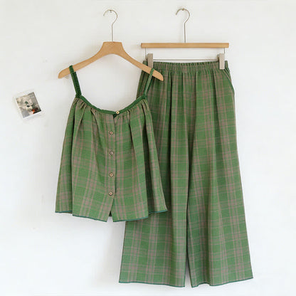 Green Gingham Cami & Pants Pajama Set
