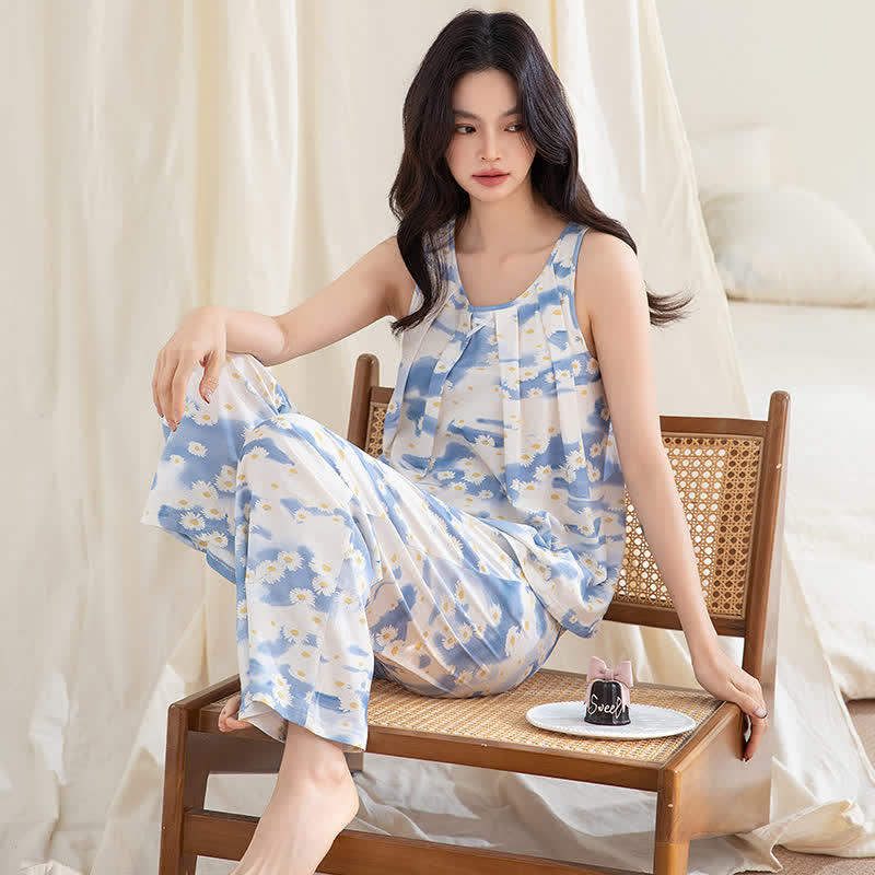 Daisy Cotton Tank & Pants Sleepwear
