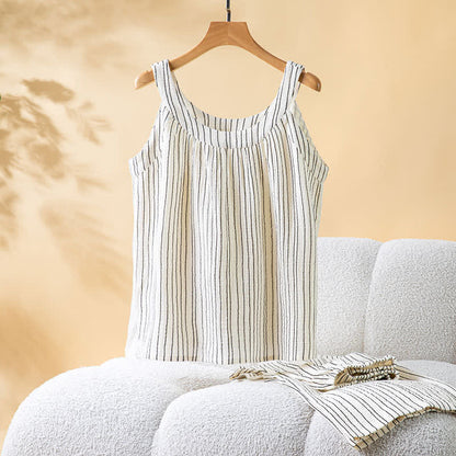 Minimalist Striped Cotton Sleeveless Pajama Set