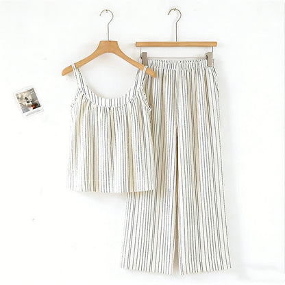 Minimalist Striped Cotton Sleeveless Pajama Set