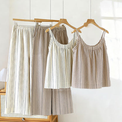 Minimalist Striped Cotton Sleeveless Pajama Set