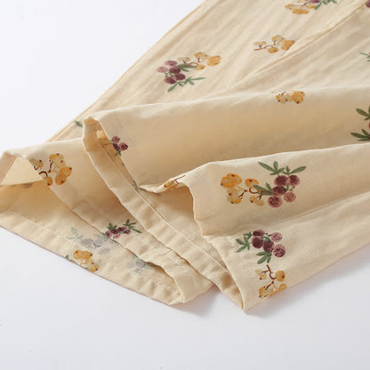 Loquat Print Cotton Pajama Set(3PCS)