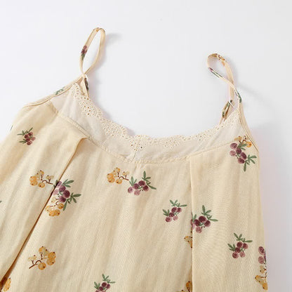 Loquat Print Cotton Pajama Set(3PCS)