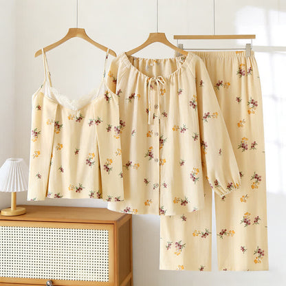 Loquat Print Cotton Pajama Set(3PCS)