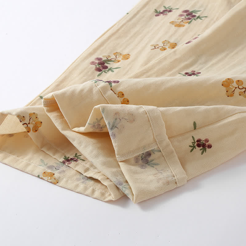 Loquat Print Cotton Pajama Set(3PCS)