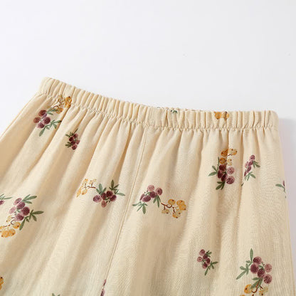Loquat Print Cotton Pajama Set(3PCS)