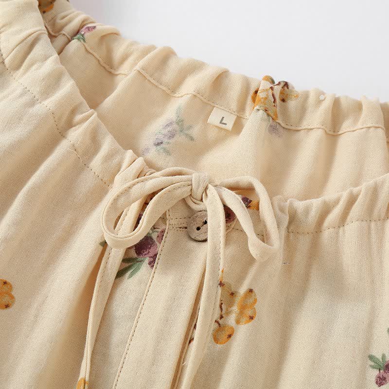 Loquat Print Cotton Pajama Set(3PCS)