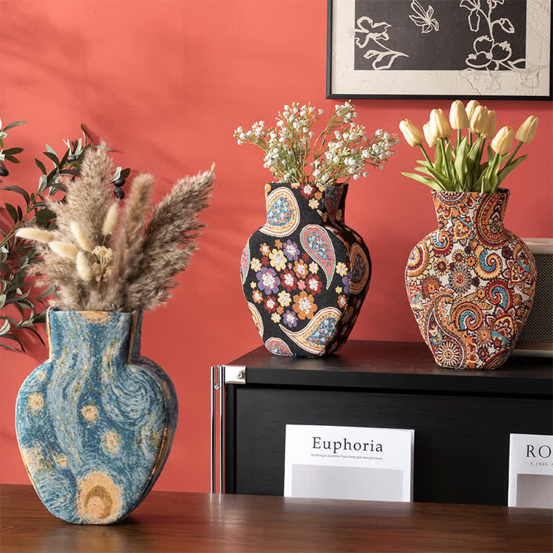 Artistic Fabric-Wrapped Vase for Home Aesthetics