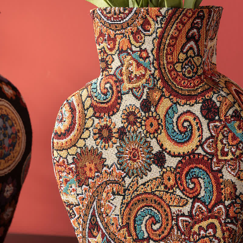 Artistic Fabric-Wrapped Vase for Home Aesthetics
