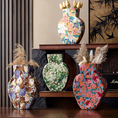 Vintage Creative Floral Fabric Wrapped Vase