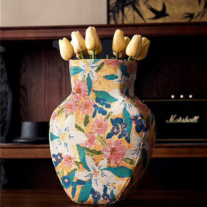 Vintage Creative Floral Fabric Wrapped Vase