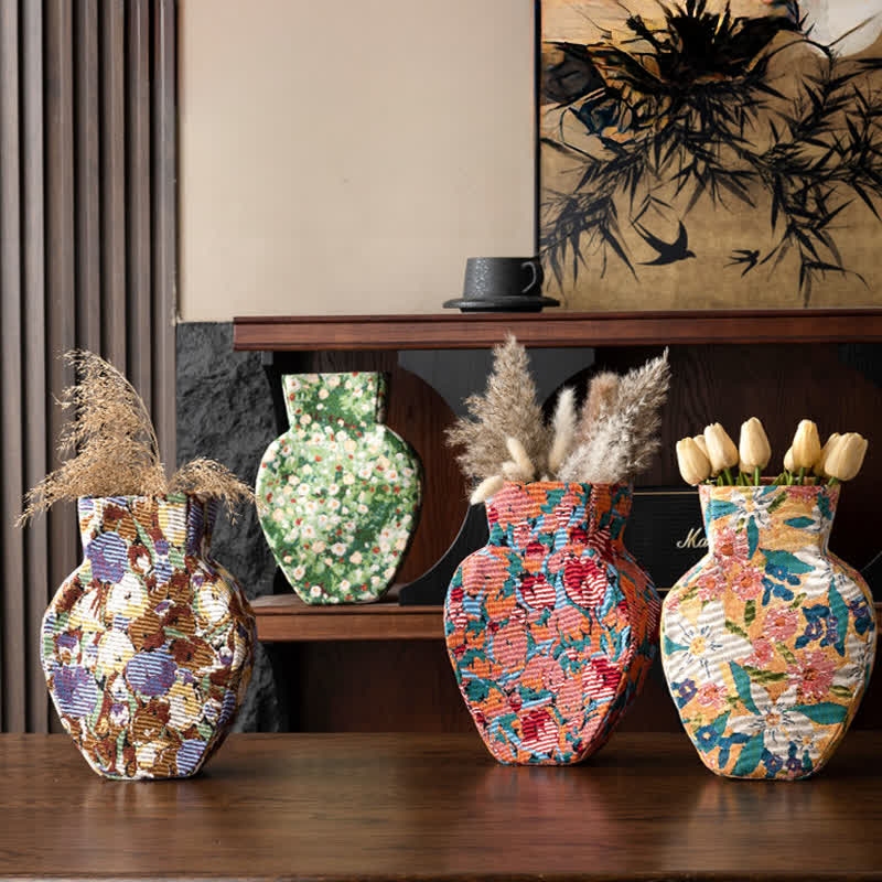 Vintage Creative Floral Fabric Wrapped Vase