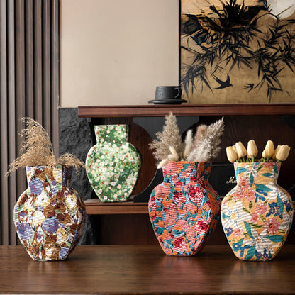 Vintage Creative Floral Fabric Wrapped Vase