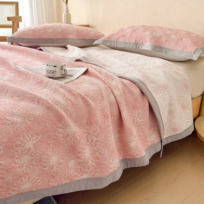Cotton Rustic Floral Muslin Quilt Blanket