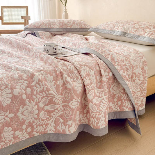 Cotton Floral & Branch Muslin Quilt Blanket