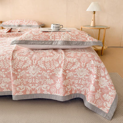 Cotton Floral & Branch Muslin Quilt Blanket