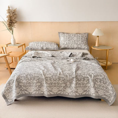 Cotton Floral & Branch Muslin Quilt Blanket