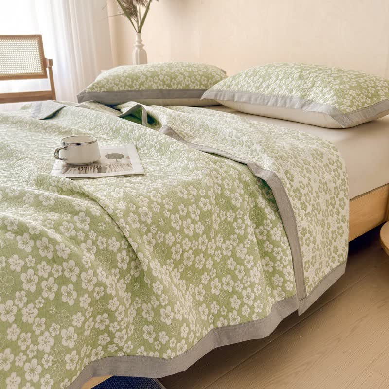 Cotton Cherry Blossom Muslin Quilt Blanket