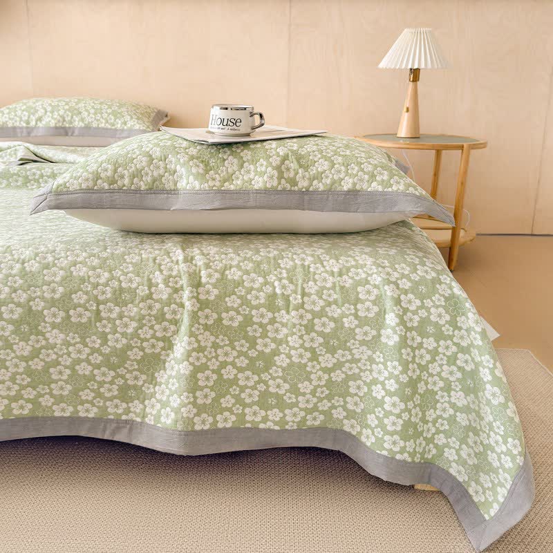 Cotton Cherry Blossom Muslin Quilt Blanket