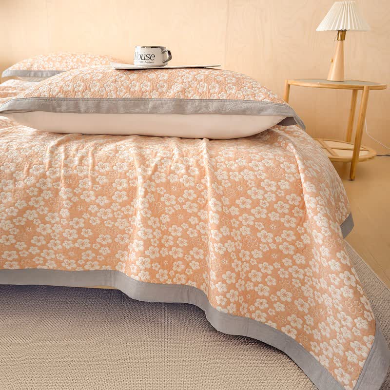Cotton Cherry Blossom Muslin Quilt Blanket