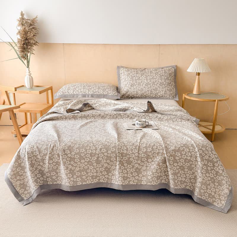 Cotton Cherry Blossom Muslin Quilt Blanket