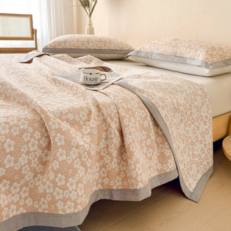 Cotton Cherry Blossom Muslin Quilt Blanket