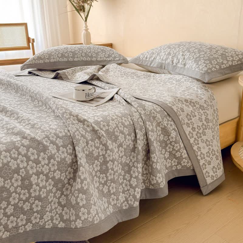 Cotton Cherry Blossom Muslin Quilt Blanket