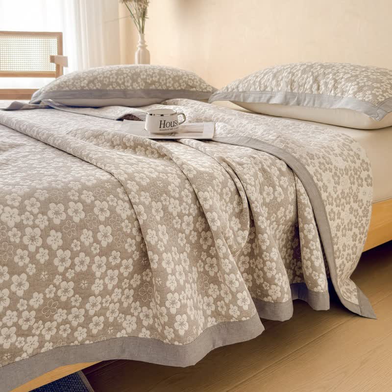 Cotton Cherry Blossom Muslin Quilt Blanket