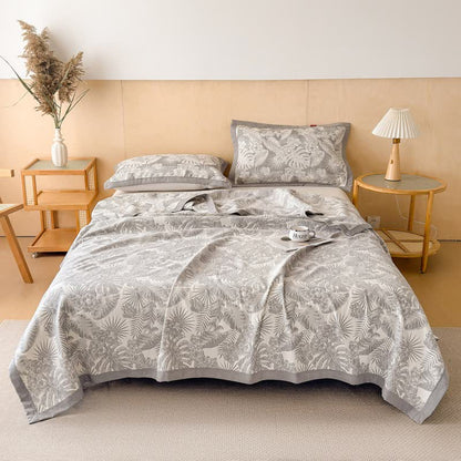 Cotton Jungle Leaf Muslin Quilt Blanket