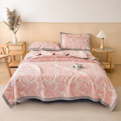 Cotton Jungle Leaf Muslin Quilt Blanket