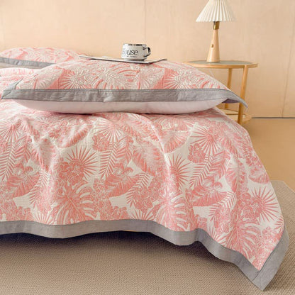 Cotton Jungle Leaf Muslin Quilt Blanket