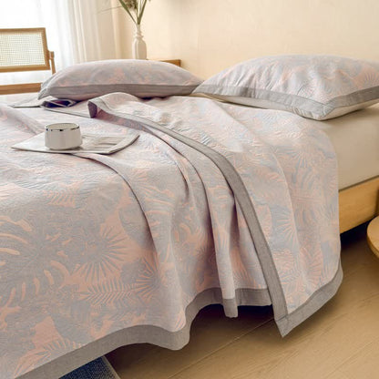 Cotton Jungle Leaf Muslin Quilt Blanket