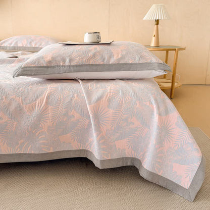 Cotton Jungle Leaf Muslin Quilt Blanket