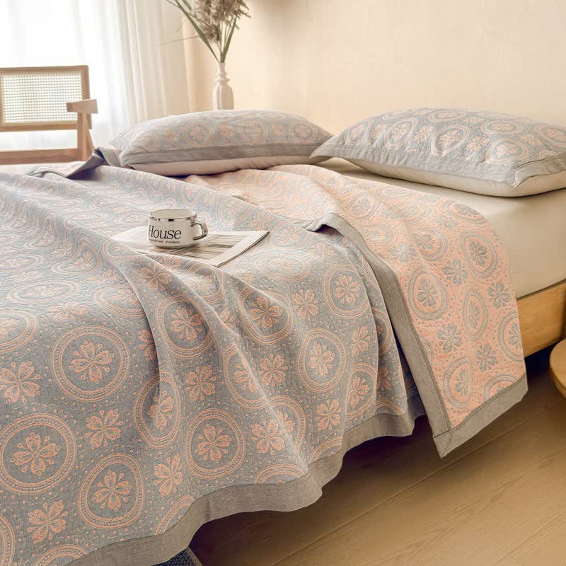 Cotton Vintage Pattern Muslin Quilt Blanket