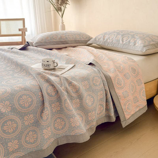 Cotton Vintage Pattern Muslin Quilt Blanket