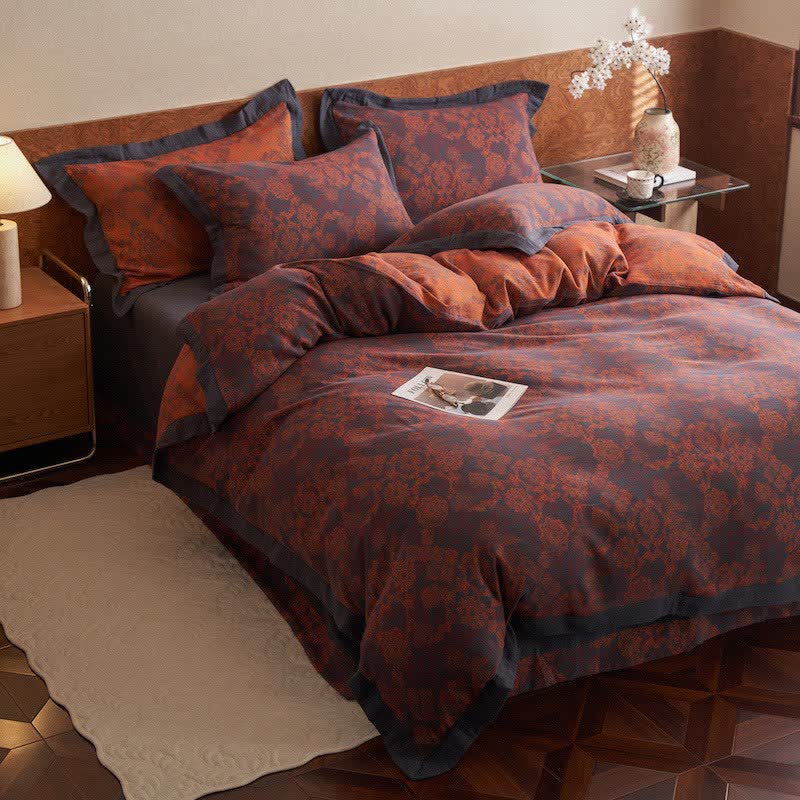 Vintage Floral Cotton Double Gauze Bedding(4PCS)