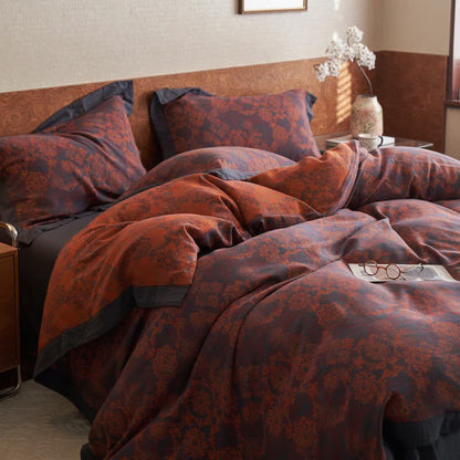 Vintage Floral Cotton Double Gauze Bedding(4PCS)