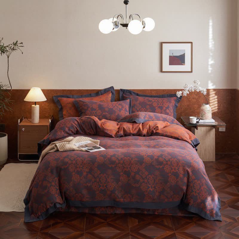 Vintage Floral Cotton Double Gauze Bedding(4PCS)