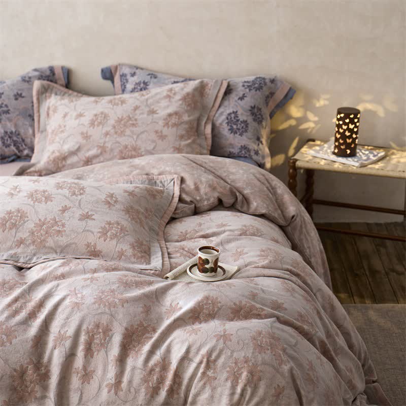 Elegant Floral Cotton Double Gauze Bedding(4PCS)