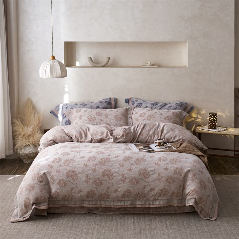 Elegant Floral Cotton Double Gauze Bedding(4PCS)