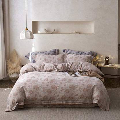Elegant Floral Cotton Double Gauze Bedding(4PCS)