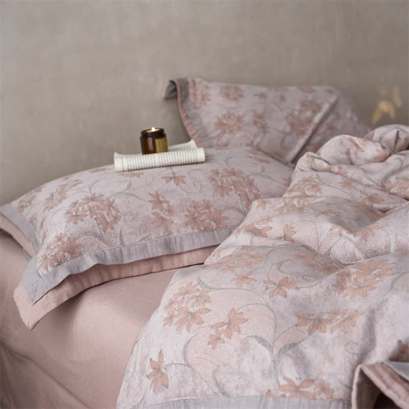 Elegant Floral Cotton Double Gauze Bedding(4PCS)