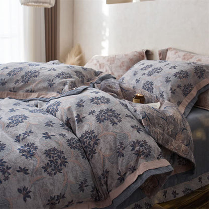 Elegant Floral Cotton Double Gauze Bedding(4PCS)