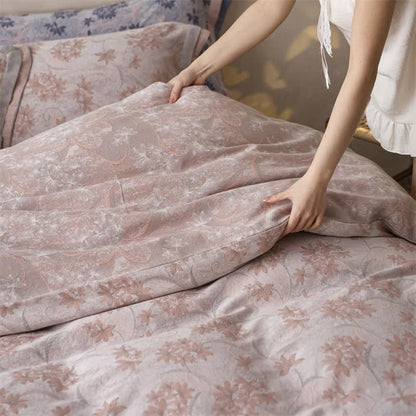 Elegant Floral Cotton Double Gauze Bedding(4PCS)