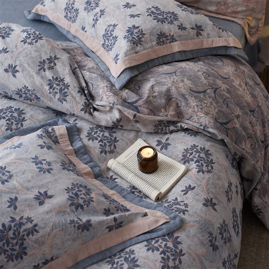 Elegant Floral Cotton Double Gauze Bedding(4PCS)