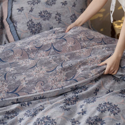 Elegant Floral Cotton Double Gauze Bedding(4PCS)