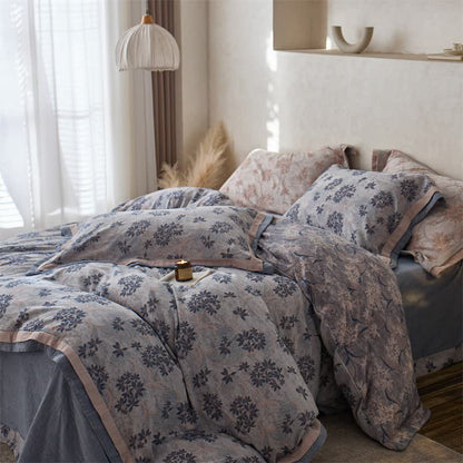 Elegant Floral Cotton Double Gauze Bedding(4PCS)